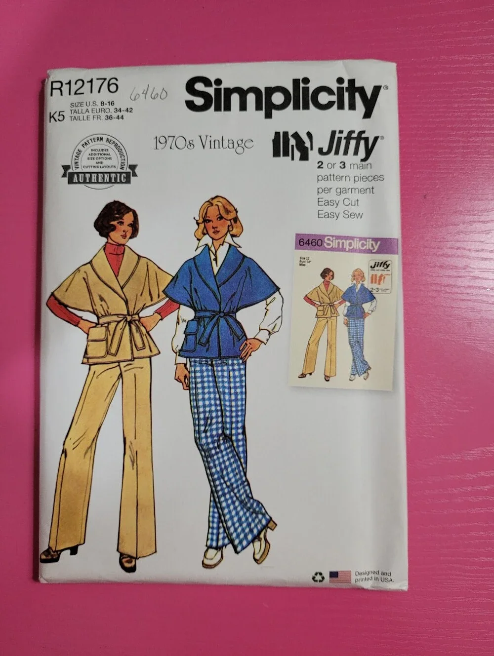 Simplicity 1970s Vintage Inspired Women's Pants & Jacket Sewing Pattern (1462)